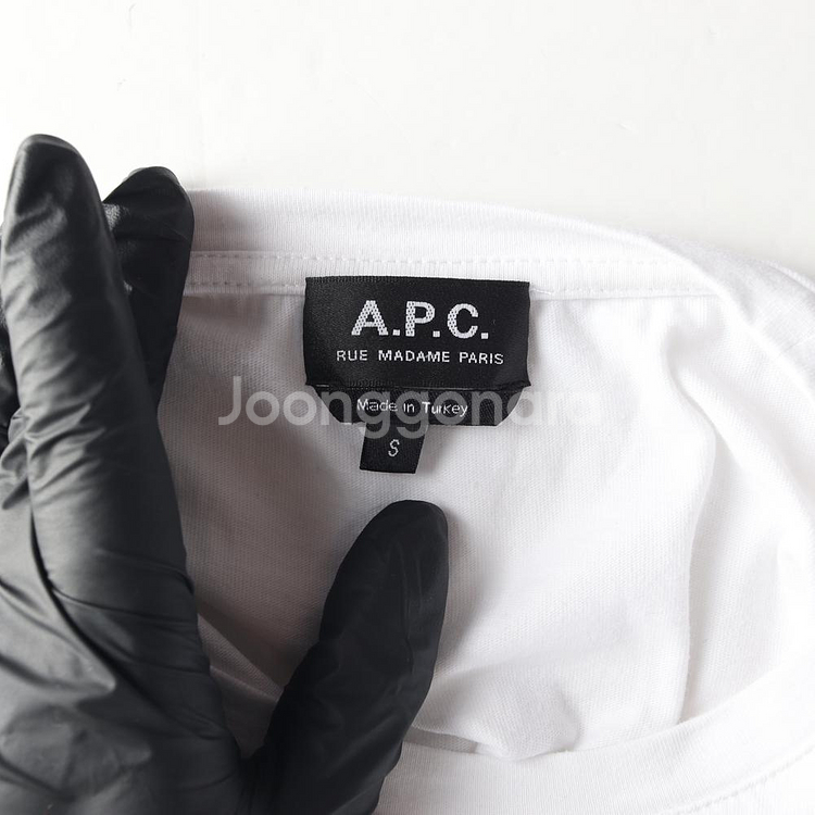 (정품)[S]아페쎄 화이트 APC 로고 프린팅 반팔 캡소매 티셔츠--4