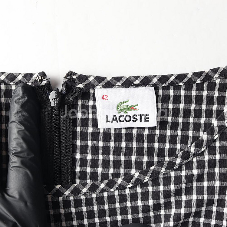 [M]라코스테 블랙 체크 로고 보트넥 민소매 원피스 나시 드레스--5