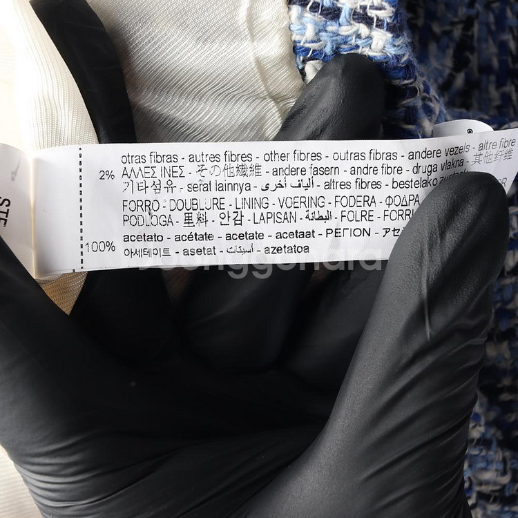 [S]자라 블루 큐빅 버튼 노카라 라운드 트위드자켓 재킷--6