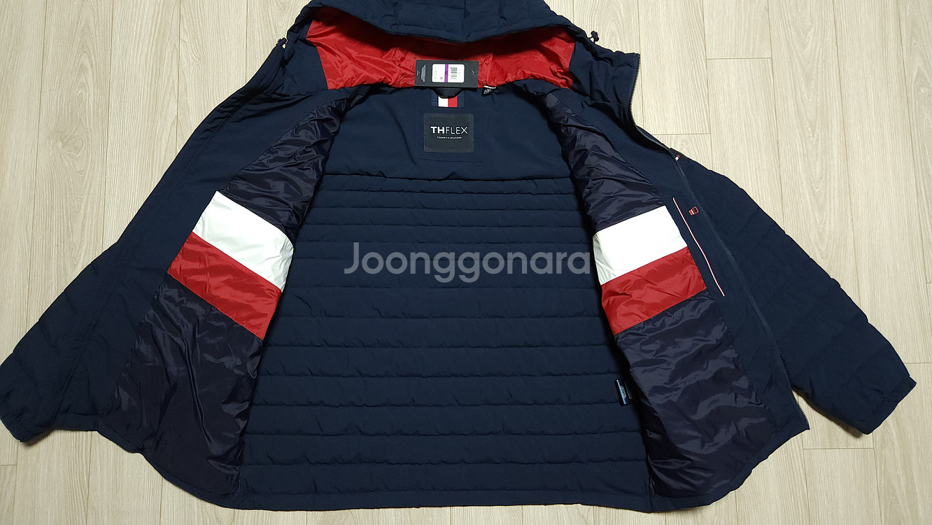 새제품 타미 힐피거 네이비 경량 후드 패딩 자켓 점퍼 2XL--4