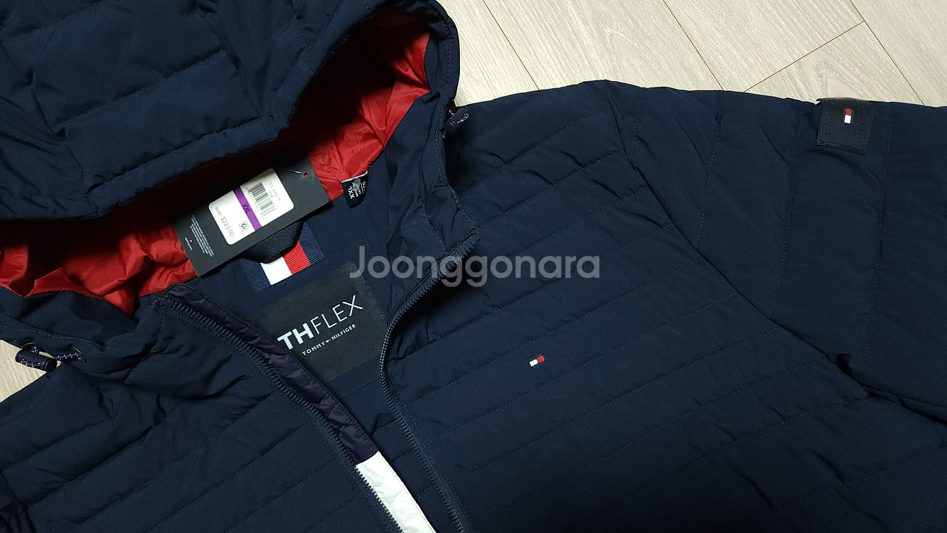 새제품 타미 힐피거 네이비 경량 후드 패딩 자켓 점퍼 2XL--2