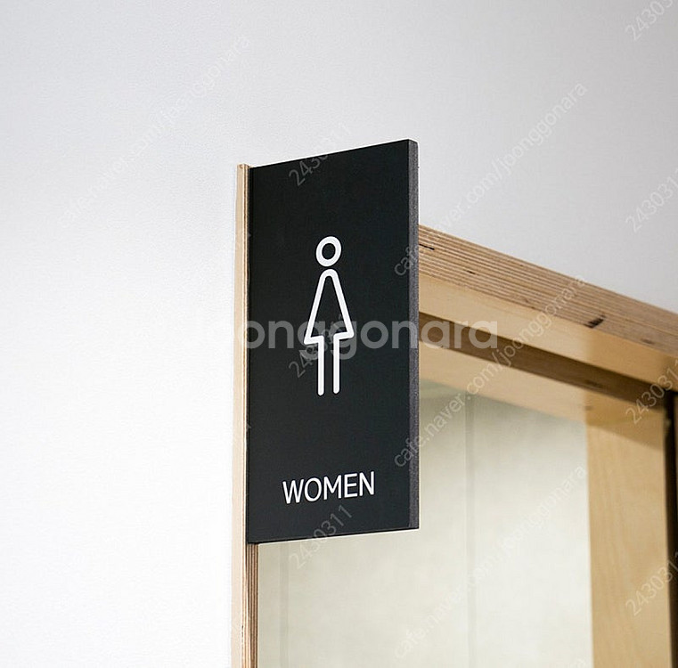 화장실 직사각형 돌출 사인 여자 표시 화장실 표지판 픽토그램 표시 블랙 새제품 판매--2