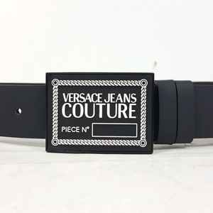 베르사체진스 사각 박스 로고 남성 가죽 벨트