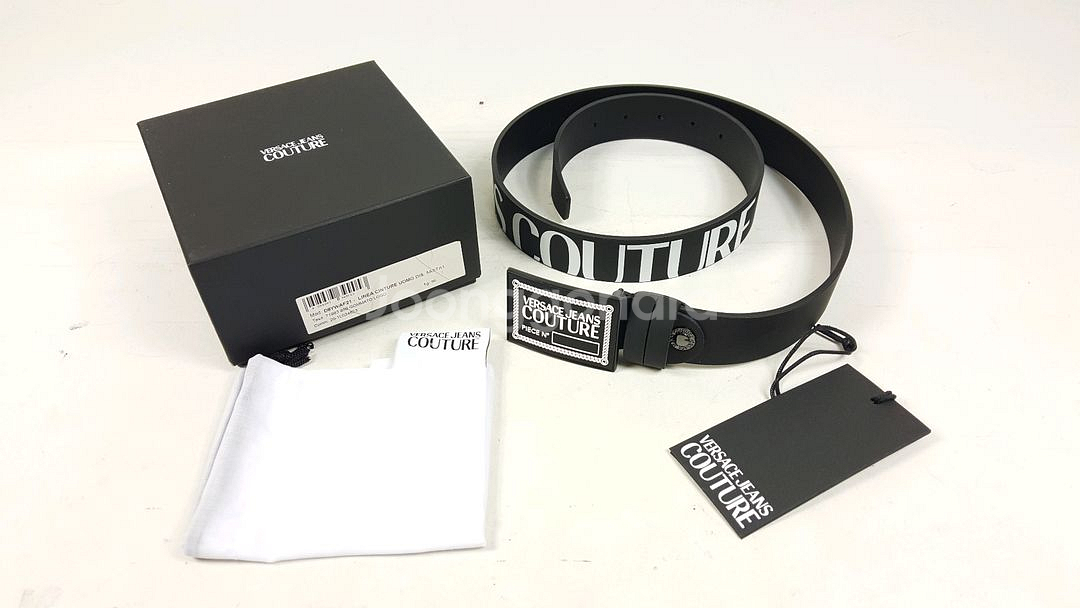 베르사체진스 사각 박스 로고 남성 가죽 벨트--7