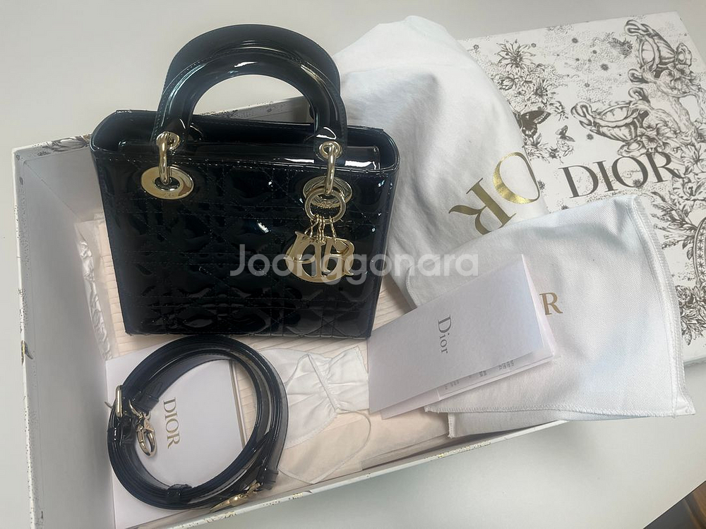 디올 레이디백 페이던트 블랙 금장--0