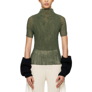 이세이미야케 시폰 트위스트 반팔탑 카키