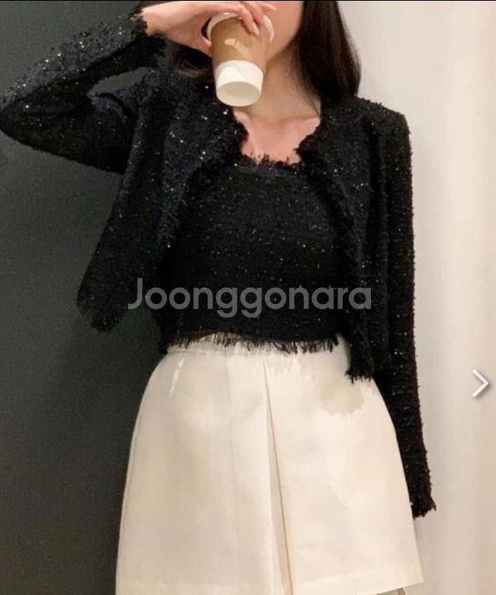 라플라 썸머 펄 트위드 가디건--0