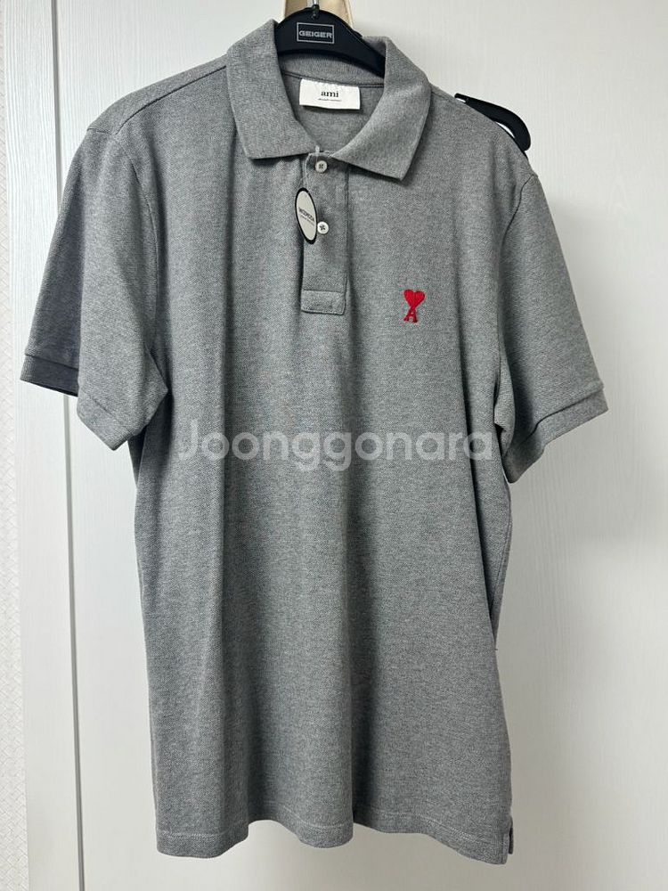 아미 스몰하트 로고 폴로 셔츠 헤더그레이 L--0