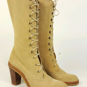 겐죠 비스켓색 세무 여성 미들 부츠