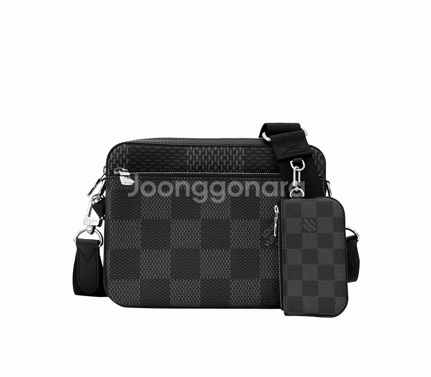 [OS] 루이비통 트리오 3D 다미에 그라파이트 크로스백 메신저백 블랙--0