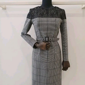 미샤 체크 레이스 정장원피스