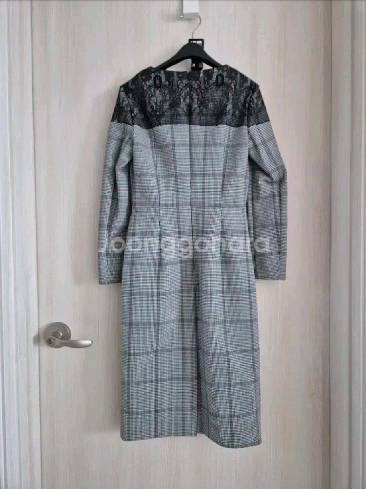 미샤 체크 레이스 정장원피스--3