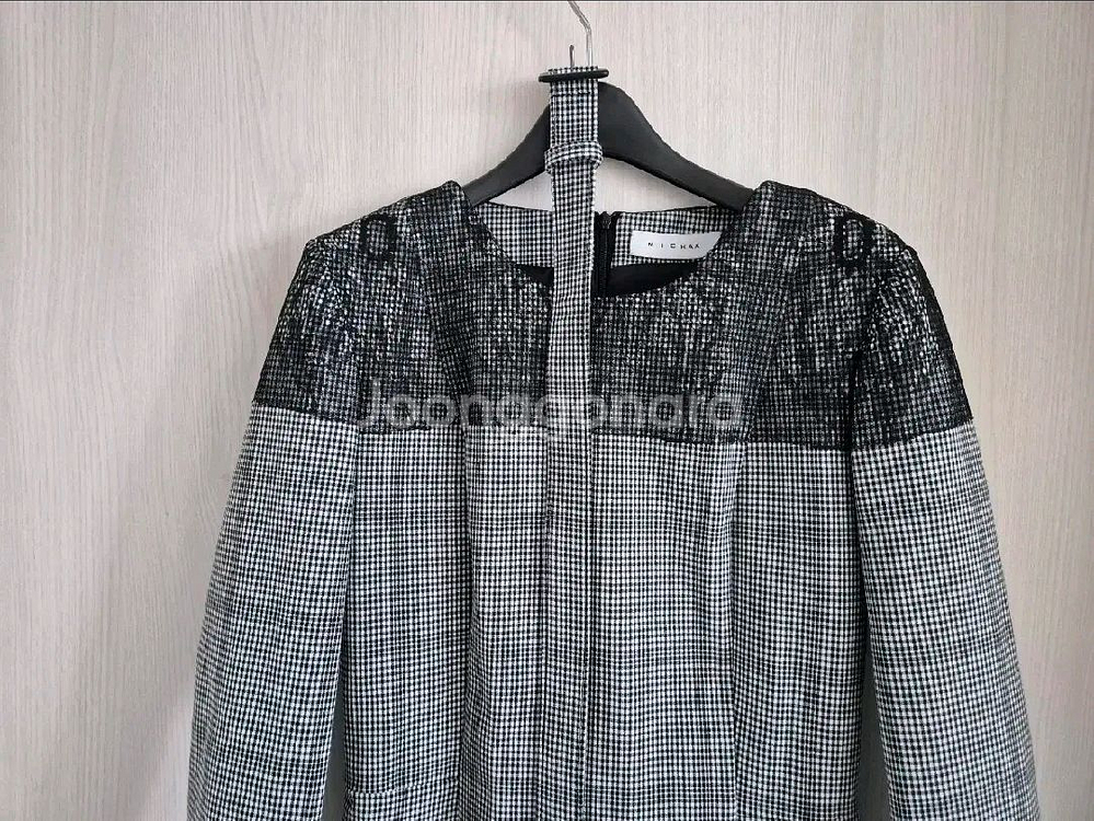 미샤 체크 레이스 정장원피스--2