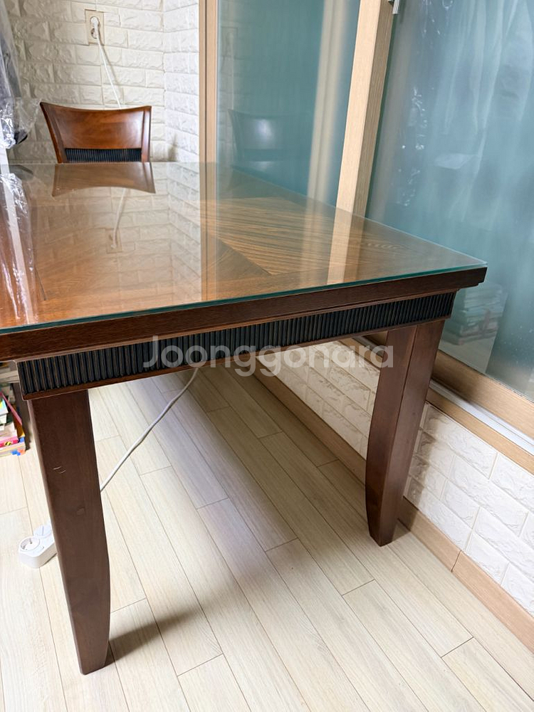 원목 식탁 유리상판 + 의자 5만원!--4