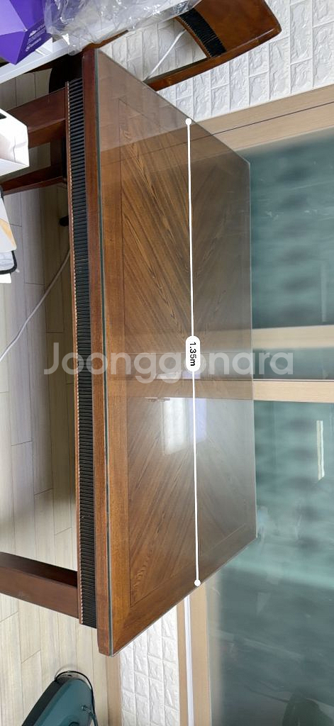 원목 식탁 유리상판 + 의자 5만원!--5