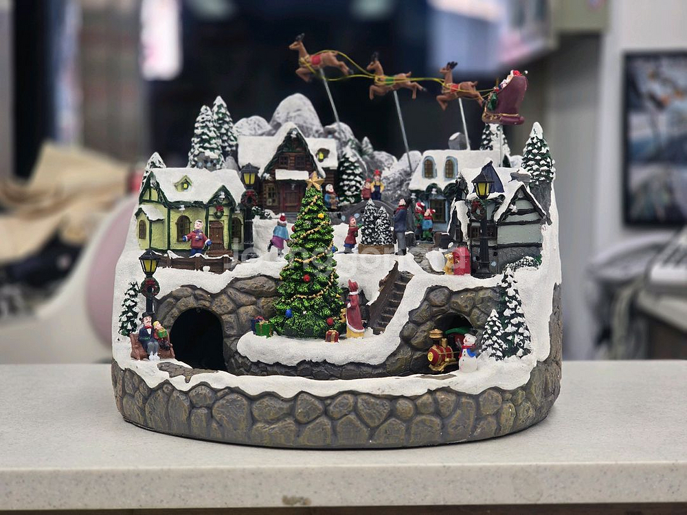 코스트코 크리스마스 눈오는 마을 장식 36cm--1