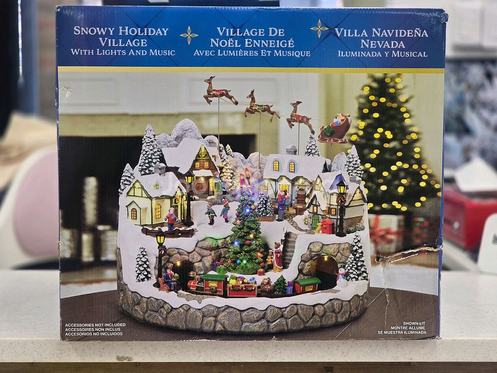 코스트코 크리스마스 눈오는 마을 장식 36cm--0
