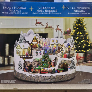 코스트코 크리스마스 눈오는 마을 장식 36cm