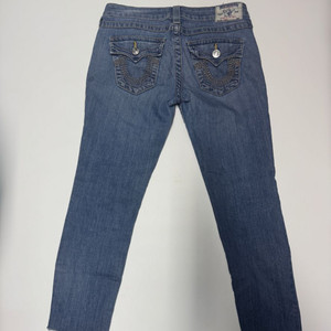 여성 트루릴리젼 밑단 스크래치 스판 스키니 데님팬츠