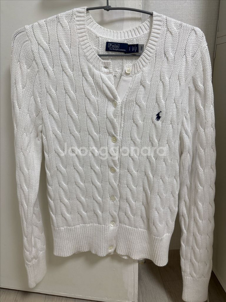 폴로 랄프로렌 케이블 가디건 화이트 S 1번착용!--0