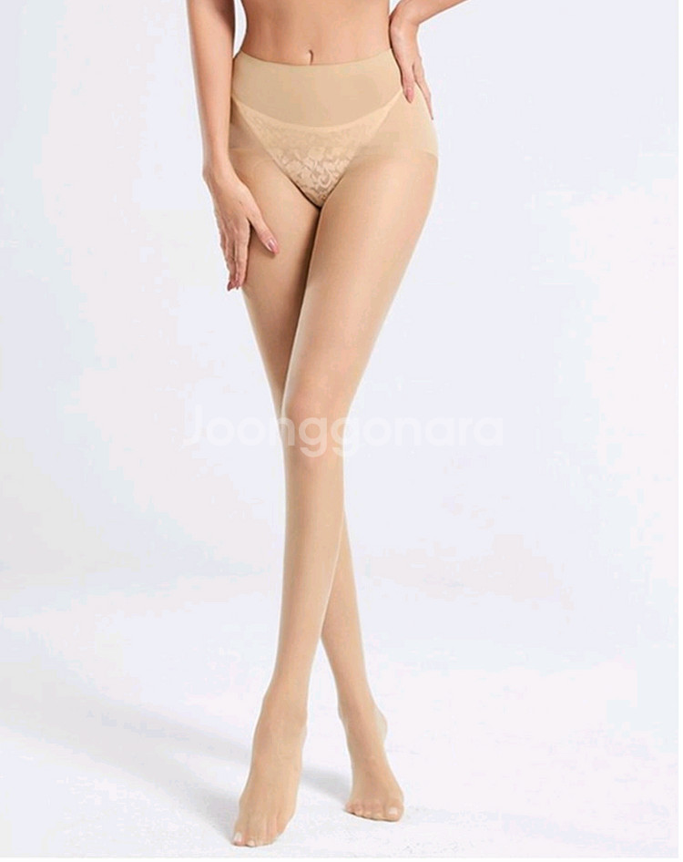 시스루 Y존 프리 디자인 스타킹(살구, 블랙)--3