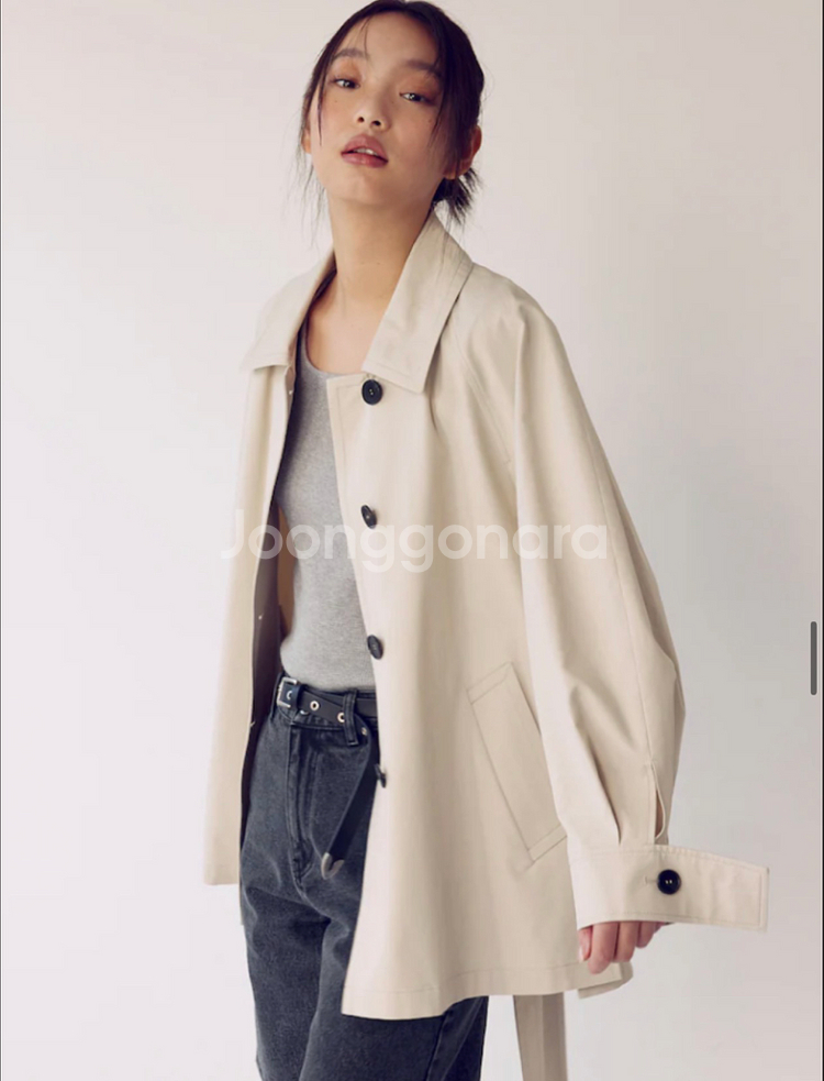 구호플러스 벨티드 미디 트렌치 코트--0