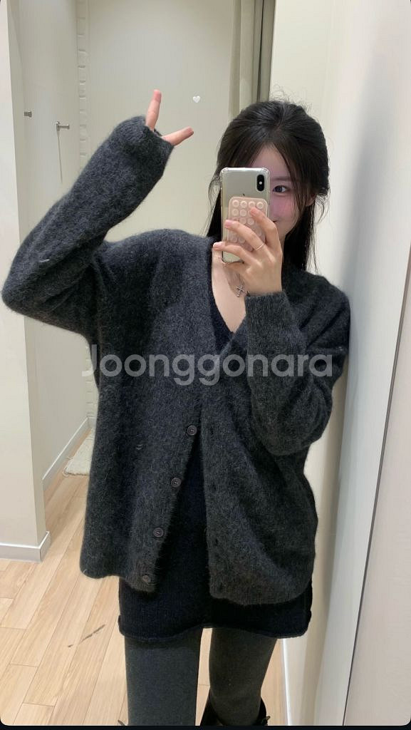 (새상품)누아누아 라쿤 오버 가디건--8