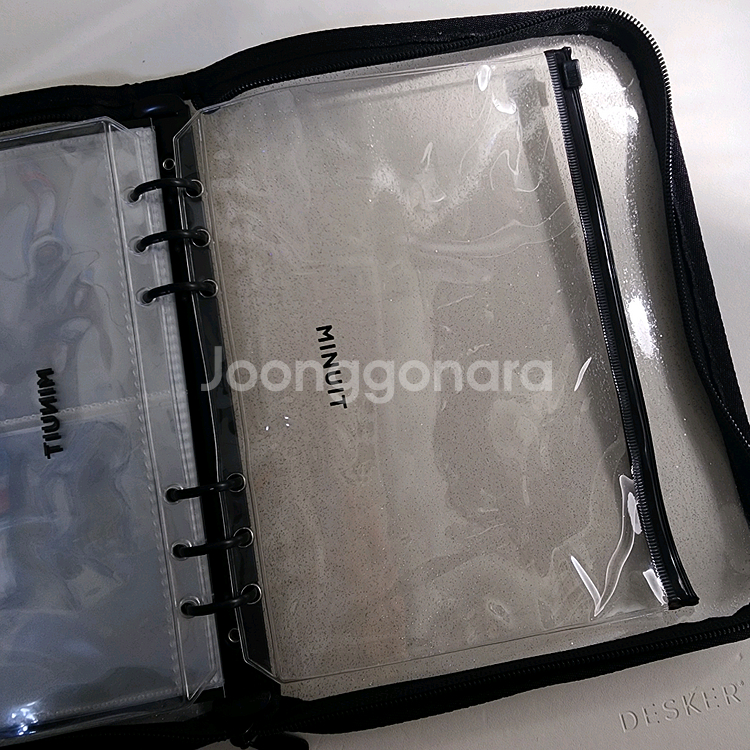 미뉴잇 6공 포카바인더 A5 지퍼바인더 블랙 포토카드 앨범 콜렉트 포카 4포켓 속지 지퍼팩 굿즈--3