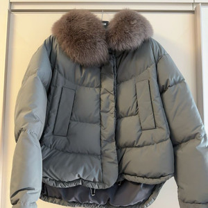 sjsj 퍼 칼라 구스 다운 점퍼 패딩