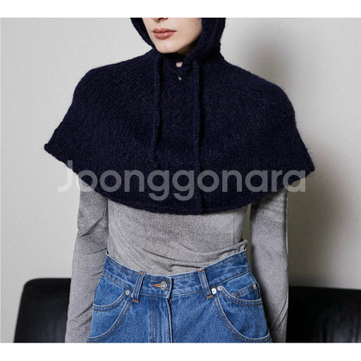 팔로마울 후드 바라클라바 니트 케이프--2