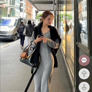 마리마켓 홀가먼트 롱 원피스 브이넥 니트원피스 울원피스