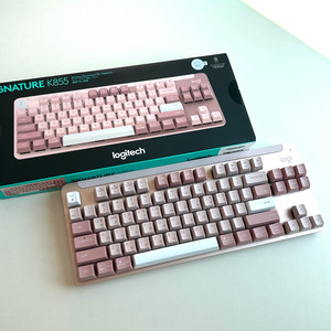 로지텍 기계식 키보드 k855 핑크