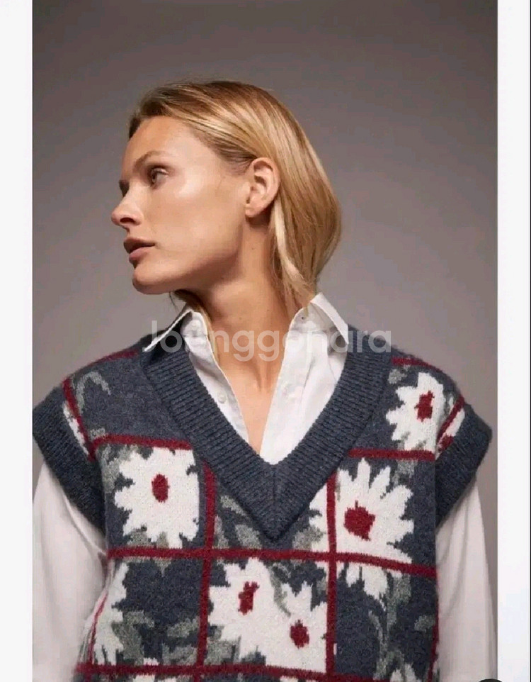 자라 ZARA 플라워 니트 베스트 S 스몰 55 패턴 조끼 정품 새상품--0