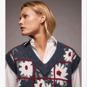 자라 ZARA 플라워 니트 베스트 S 스몰 55 패턴 조끼 정품 새상품