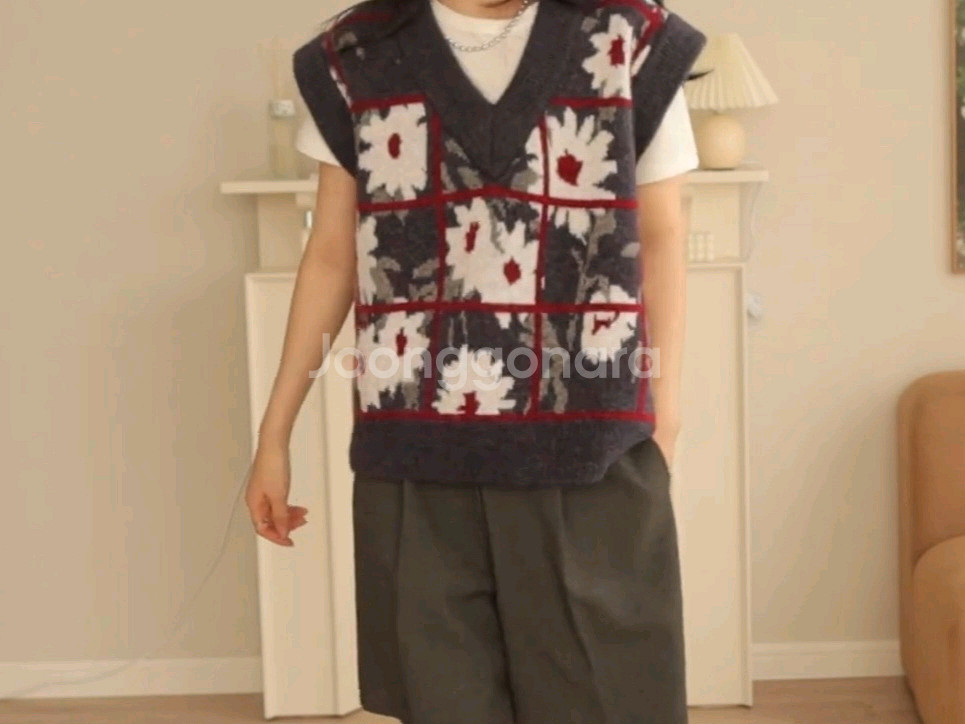 자라 ZARA 플라워 니트 베스트 S 스몰 55 패턴 조끼 정품 새상품--3