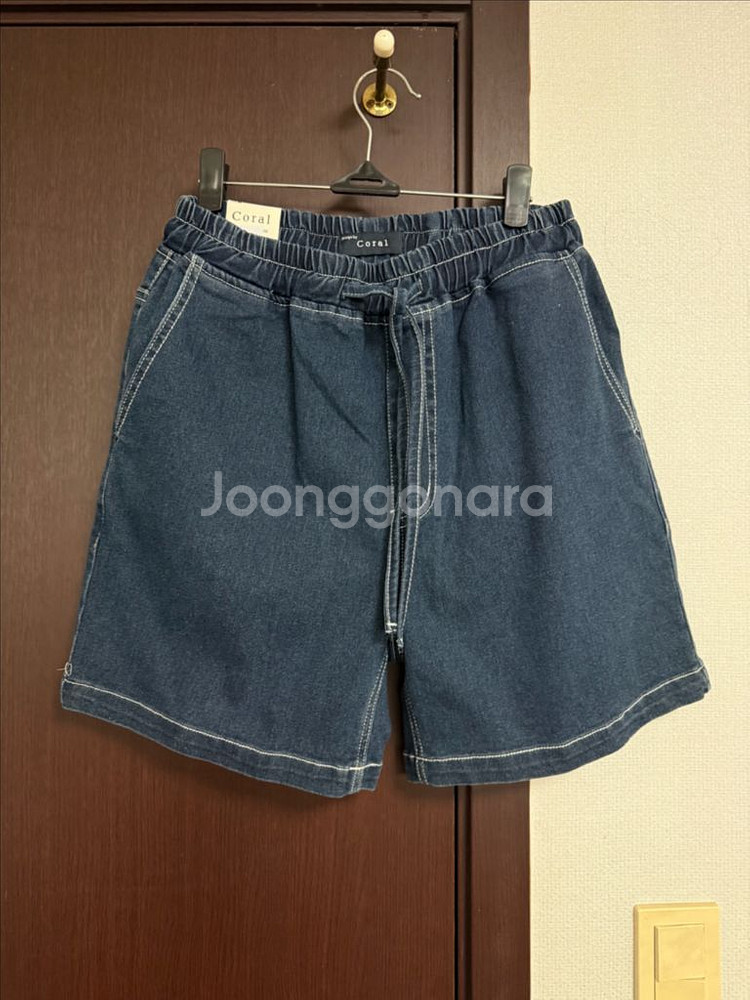 스티치 포인트 데님 반바지 (M)--1