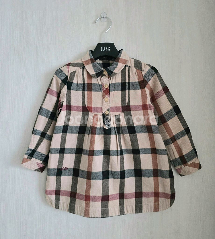 닥스키즈 여아 하우스체크 도톰 롱블라우스 110사이즈--1