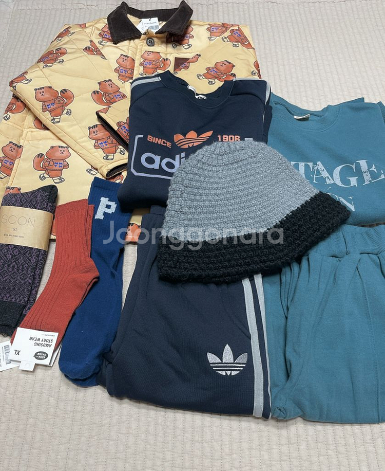 겨울 퀼팅점퍼 상하복 2벌 모자--0