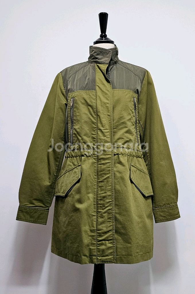 베네통 야상자켓 카키야상 자수 롱자켓--0