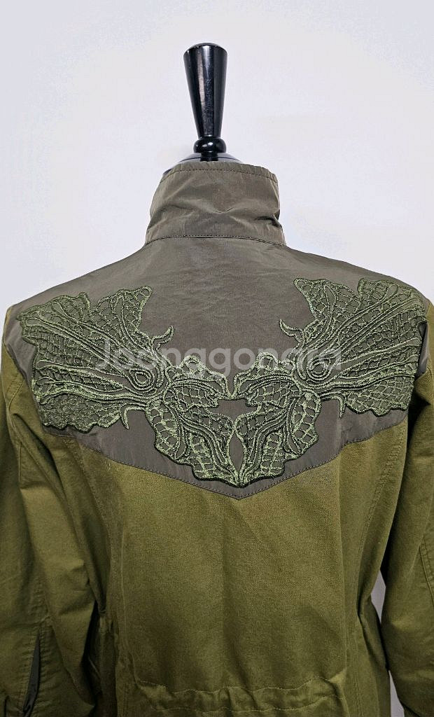 베네통 야상자켓 카키야상 자수 롱자켓--4