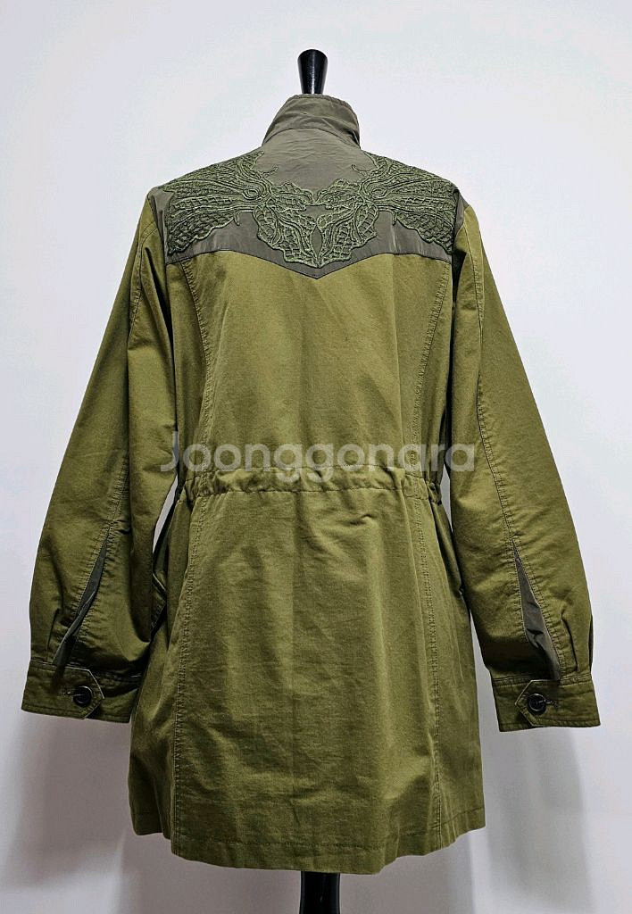 베네통 야상자켓 카키야상 자수 롱자켓--1