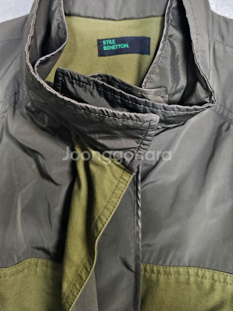 베네통 야상자켓 카키야상 자수 롱자켓--7