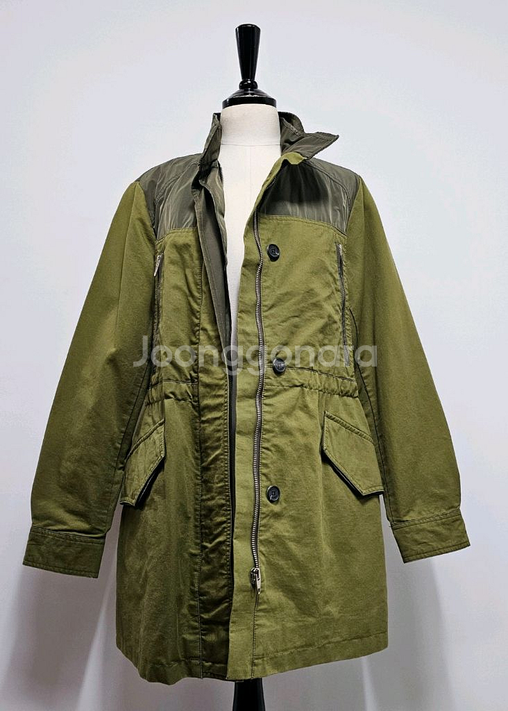 베네통 야상자켓 카키야상 자수 롱자켓--3