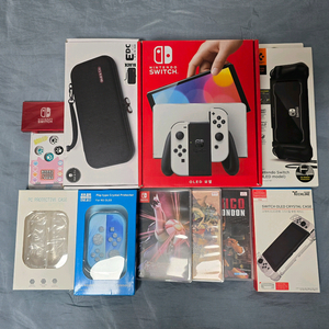 닌텐도 스위치 OLED 화이트 풀세트 (타이틀4종)(악세사리)