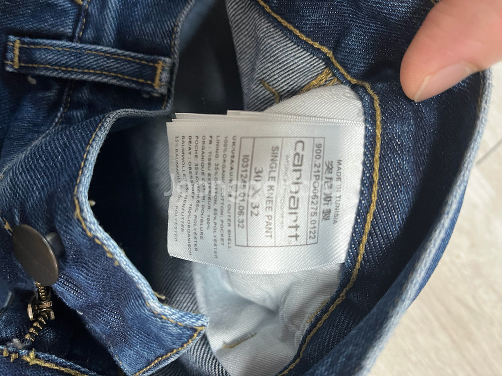 칼하트 WIP 싱글니 데님팬츠--2