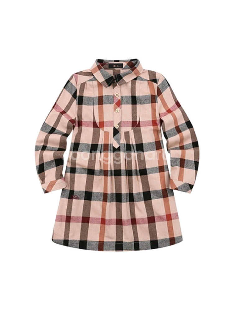 닥스키즈 여아 하우스체크 도톰 롱블라우스 110사이즈--0