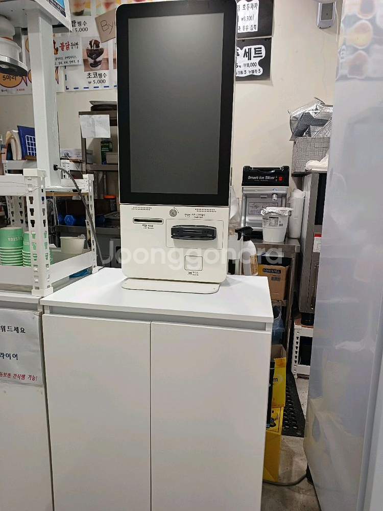 카드전용 키오스크+주방 프린터+수납장받침대--0