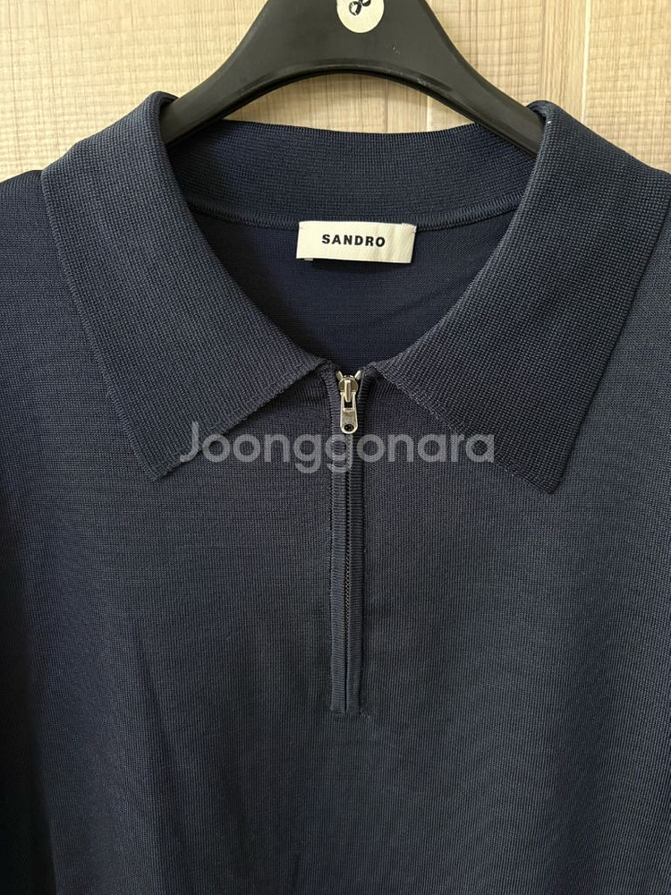 Sandro(산드로) 네이비 파블로 집업 폴로 셔츠--2