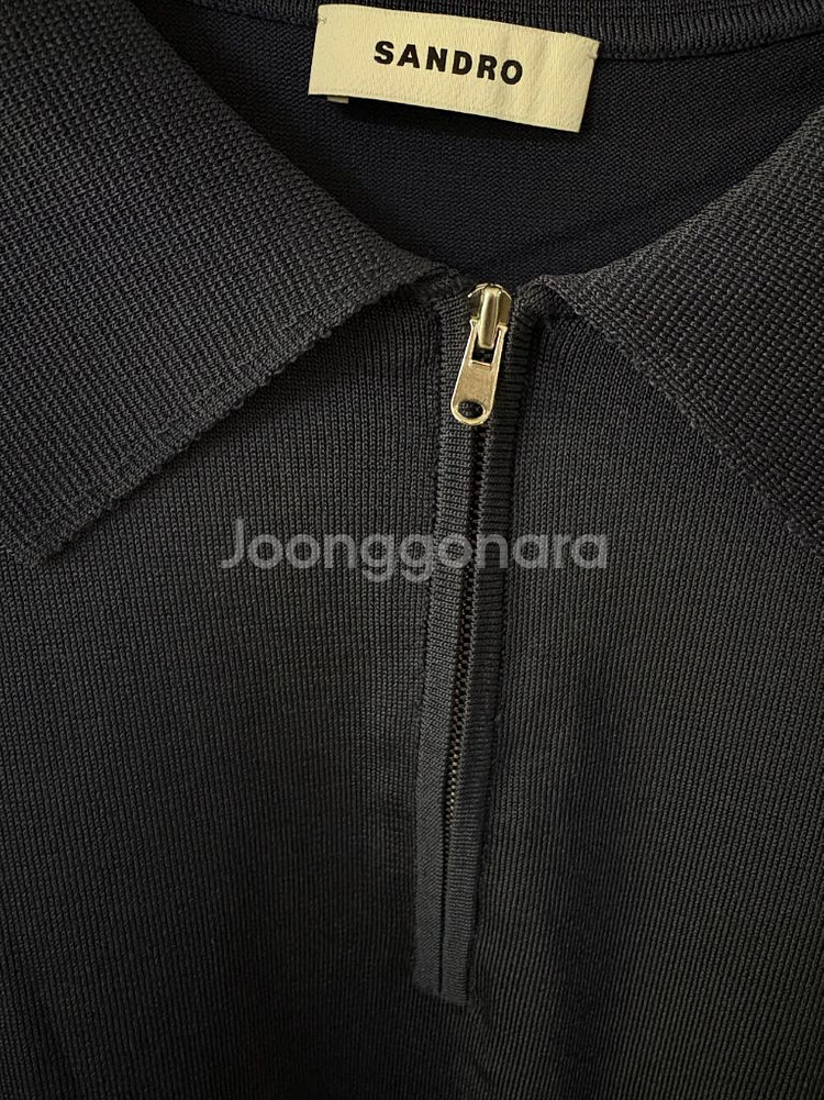 Sandro(산드로) 네이비 파블로 집업 폴로 셔츠--4