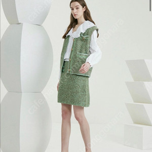 타임 글리터 니트 베스트 & 니트 프린지 스커트 셋업